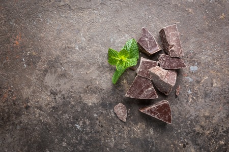 Dark chocolate piecesの写真素材