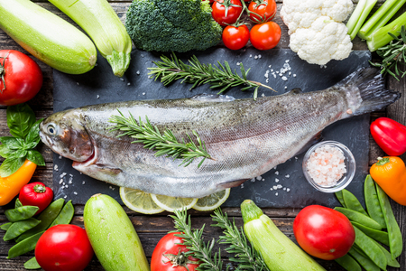 Raw Trout fishの写真素材