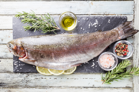 Raw trout fishの写真素材