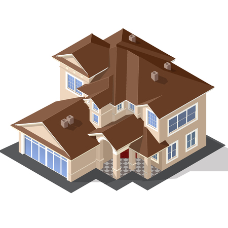 Cottage Isometric Vectorのイラスト素材