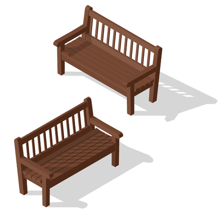 Wooden park bench set.のイラスト素材