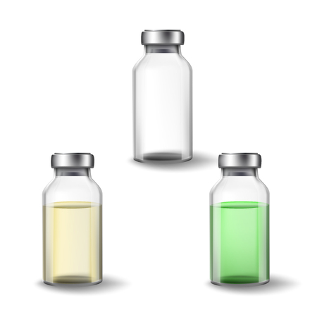 Glass Medicine Vials. Botox. Vector Illustration setのイラスト素材