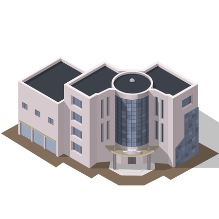 Business modern 3d urban office building isometric isolated vector illustrationのイラスト素材