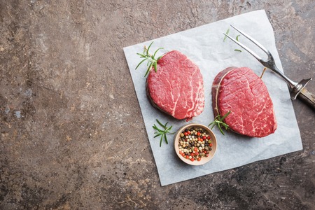Raw marbled meat steakの写真素材
