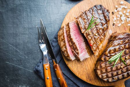 Grilled marbled meat steakの写真素材