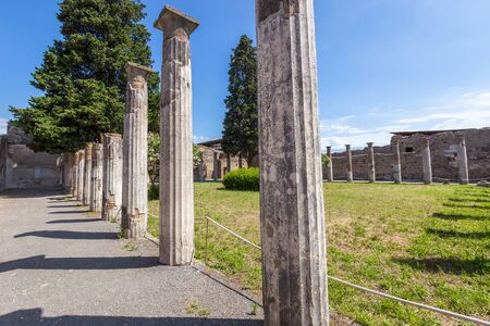 View of the ancient city of Pompeii. Pompeii is an ancient Roman city died from the eruption of Mount Vesuvius in the 1st century. Naples, Italy.の写真素材