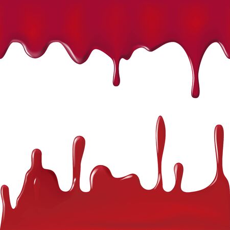 collection various blood or paint splatters,Halloween concept,ink splatter background, isolated on white.のイラスト素材