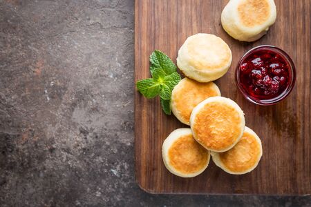 Cottage cheese pancakesの写真素材