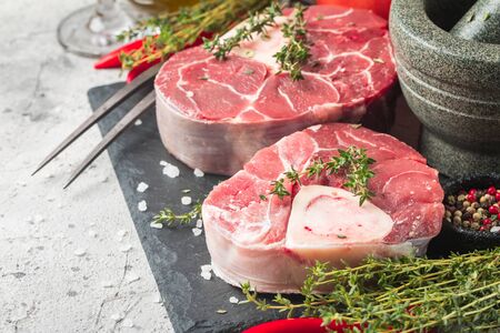 Fresh veal shank slicesの写真素材