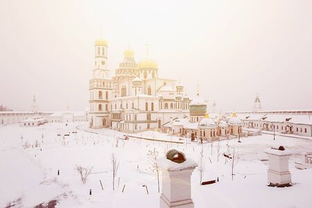The panorama of New Jerusalem monastery, Moscow in winther time