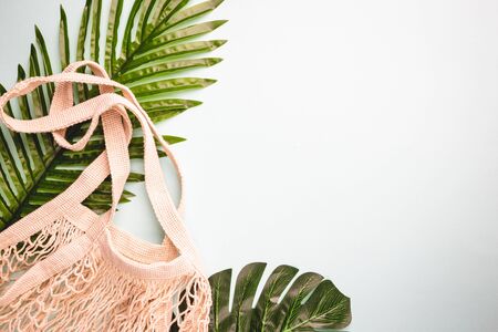 Zero waste conception, cotton bags for free plastic shoppingの写真素材