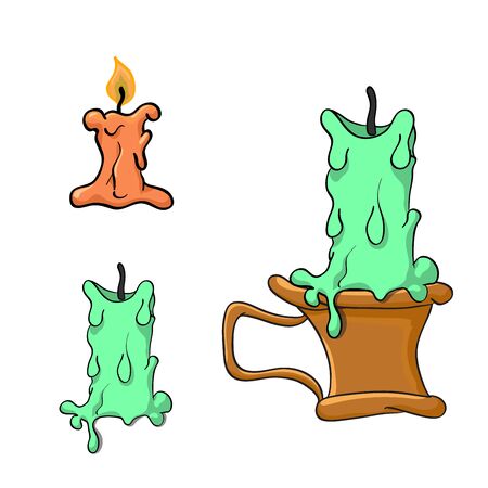 vector set of candle on whiteのイラスト素材