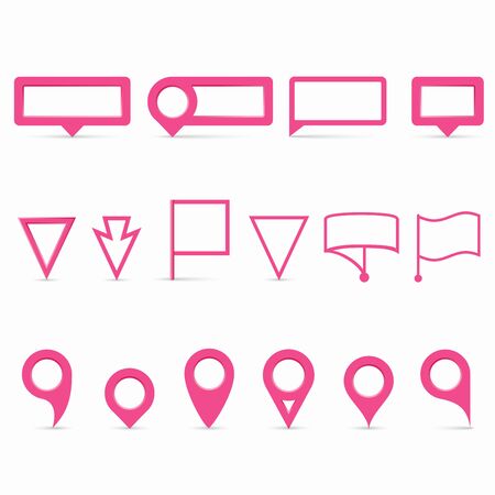 Navigation pins set flat on whiteのイラスト素材