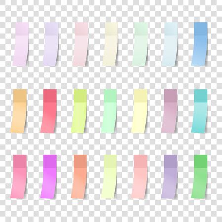 Post note stickers isolated on transparent background. Vector color paper sticky memos with shadow template.のイラスト素材