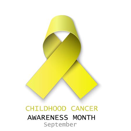 yellow cancer ribbon on white backのイラスト素材
