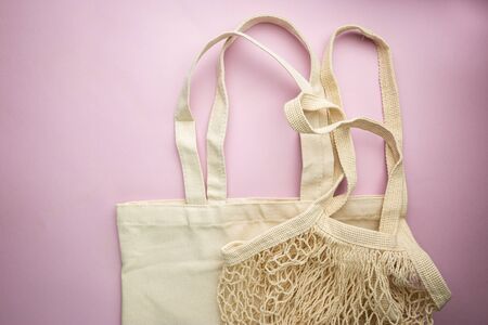 Zero waste conception, cotton bags for free plastic shopping
