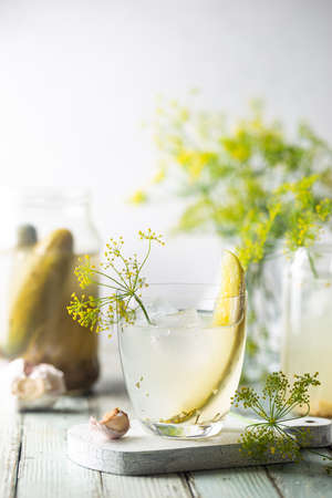 Brine cocktail in a glass after hangover, russian traditionの写真素材