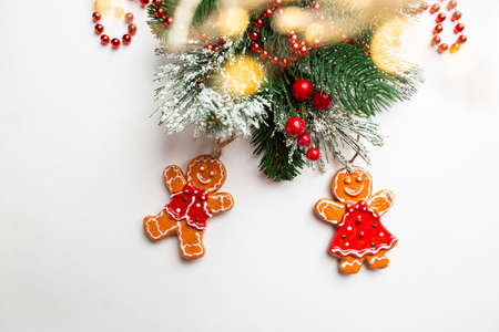 Christmas holidays composition with red balls on white background with copy space for your text