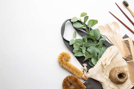 Plastic free products, eco sustainable living and Zero waste concept