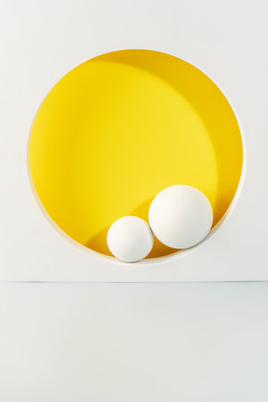 Abstract empty plase for your product on gray and yellow background. 3D Rendering. Minimal concept.の写真素材