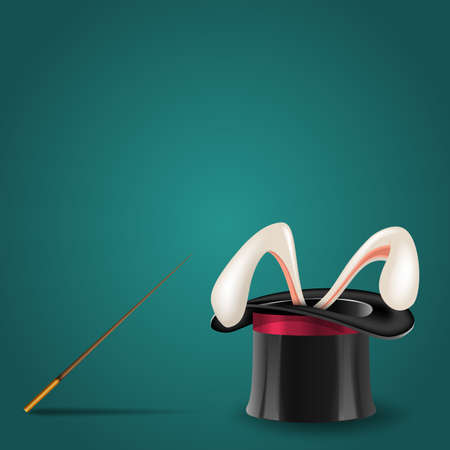 Magic hat with rabbit and wand illのイラスト素材
