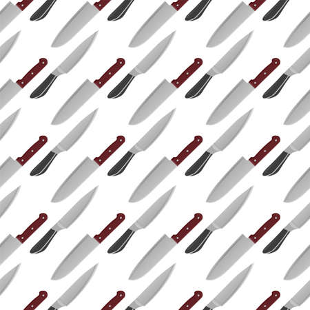 Kitchen Knife Seamless Pattern. Vector Illustration of Tattoo Hand Drawn Sketch.のイラスト素材