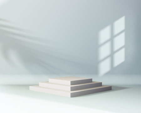 3d background products display podium scene with geometric platform. background 3d rendering with podium. stand to show cosmetic products. Stage showcase on pedestal display light studioの写真素材