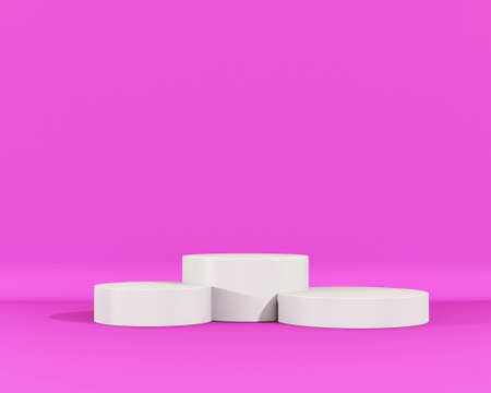 podium background minimal scene with geometric platform. Summer background  3d rendering with podium. stand to show cosmetic products. Stage showcase on pedestal modern 3d studio pink pastelの写真素材