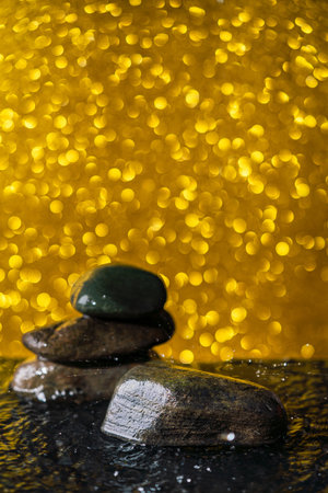 stone podium with water