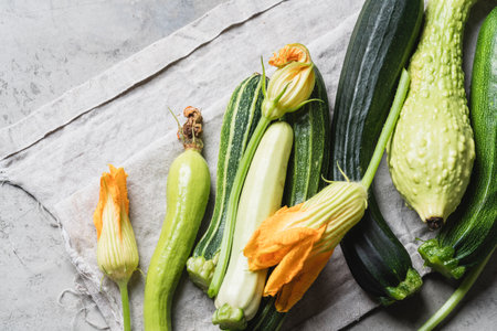 Young raw zucchiniの写真素材