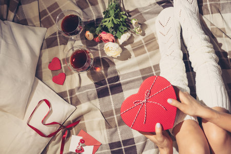 Valentine Day flat layの写真素材
