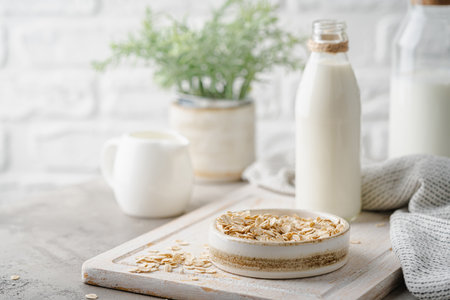 Vegan oat milk.の写真素材