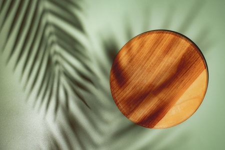 Top view of wooden podiumの写真素材