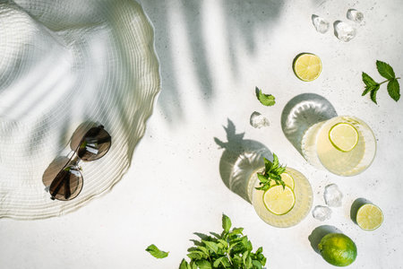 Summer cocktail mojito with iceの写真素材