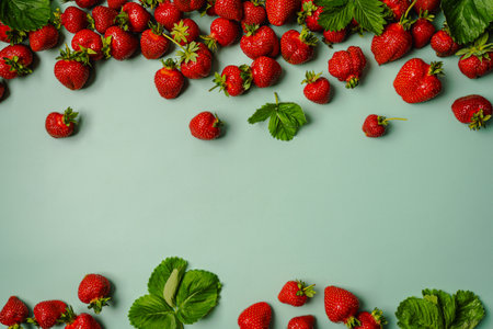 Fresh strawberry flat layの写真素材