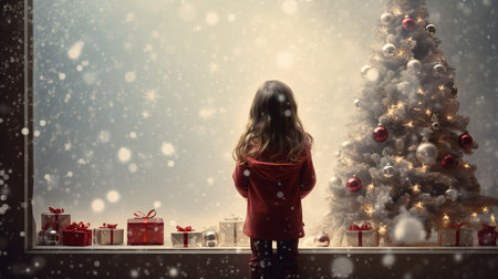 little girl Christmas decorationsの素材