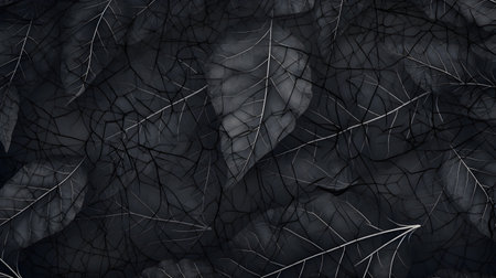 macro shot detail of black leaves texture, veins on the leaf surfaceの素材