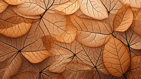macro shot detail of autumn leaves texture, veins on the leaf surfaceの素材