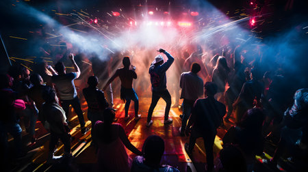 People dance in disco night clubの素材