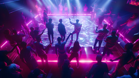 People dance in disco night clubの素材