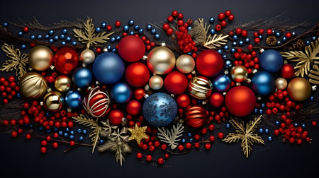 Christmas decorations, top viewの素材