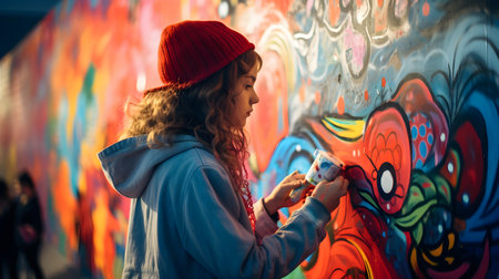 Young street graffiti artistの素材