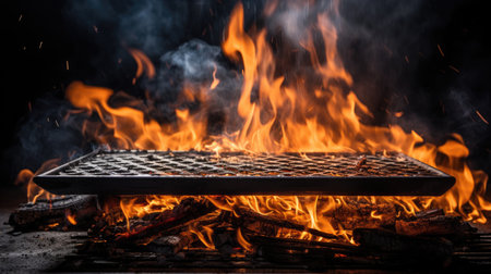 Empty flaming grill gratesの素材