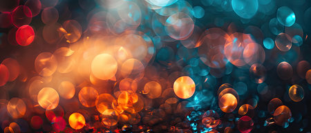 Abstract bokeh xmas Gold sparkles or glitter lights. Christmas festive gold background. Defocused bokeh particles. Template for design, wide screenの素材