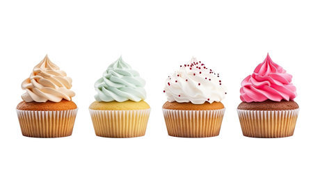 Set of cupcakes isolated on white background. with clipping pathの素材