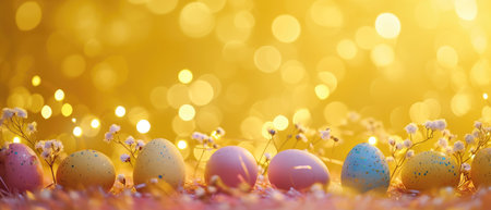 Easter Eggs and Spring Flowers Garlandの素材