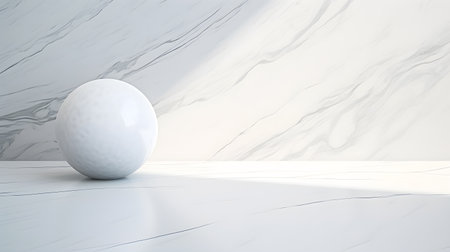 Luxury white marble table with natural light shadows on white wall for product placement display. Modern minimal interior design with trendy neutral aesthetic for beauty cosmetics scene.の素材