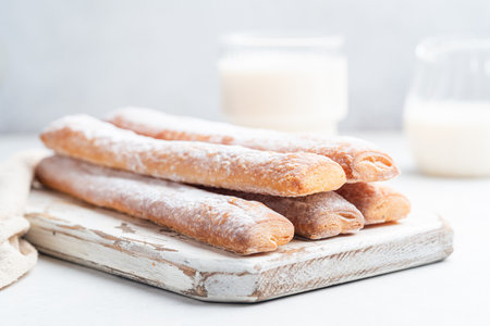Fartons, typical sponge pastries of Valencia, Spain, made to be dipped in horchata or hot beverages like chocolate or coffeeの写真素材