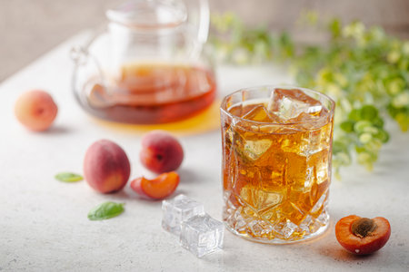peach or apricot iced teaの写真素材