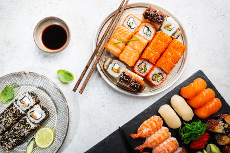 Set of sushi and makiの写真素材